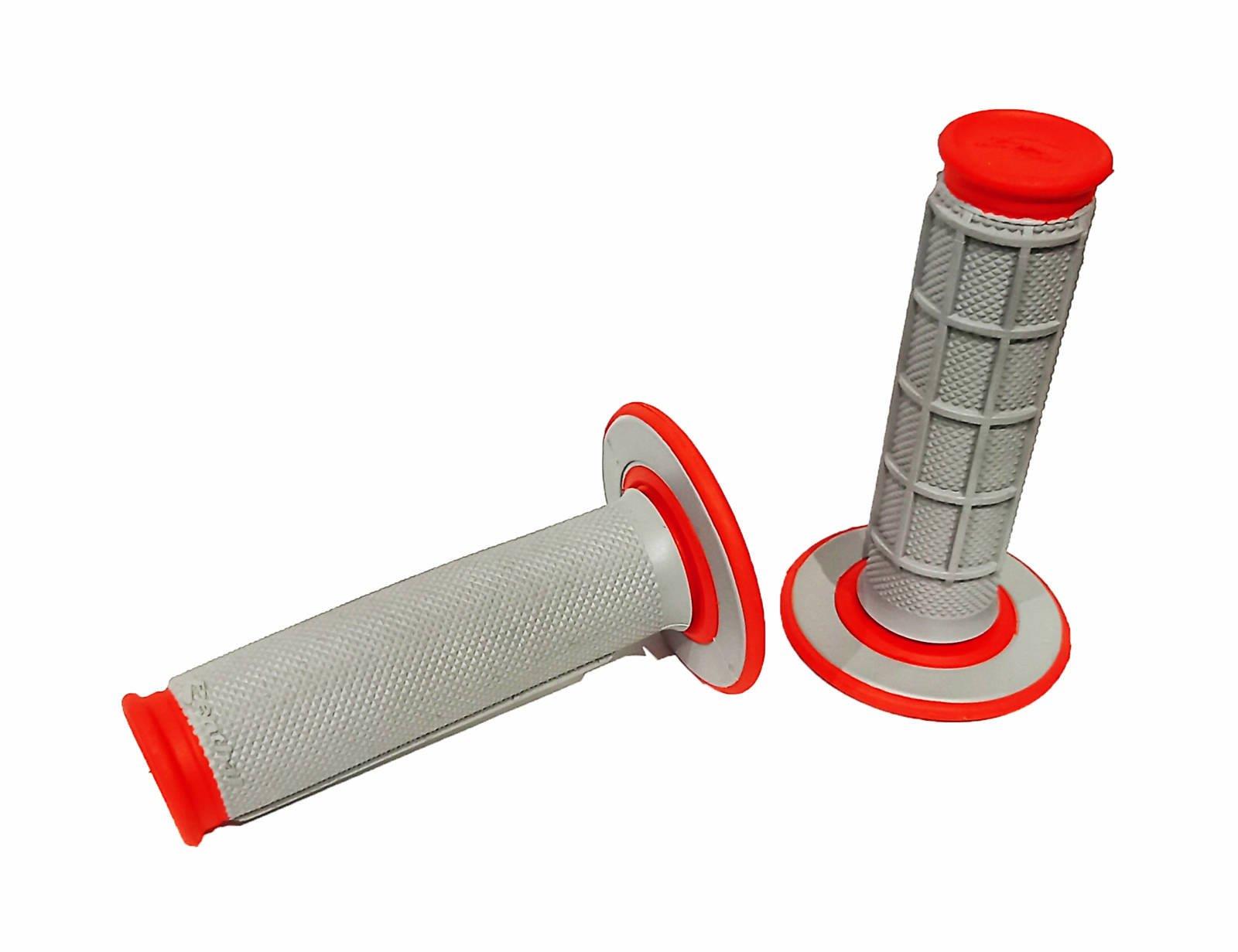 Renthal Dual Layer Soft Full Waffle Grey Orange Grips Motocross Enduro